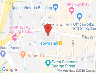 map of Sydney Town Hall