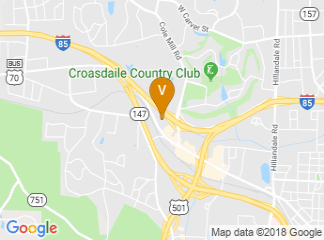 map of Hilton Durham near Duke University