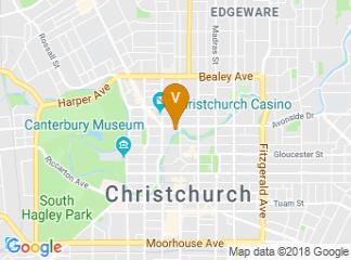 map of Christchurch Town Hall of the Performing Arts
