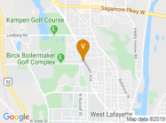 map of Purdue Center for Regional Development (Schowe House)